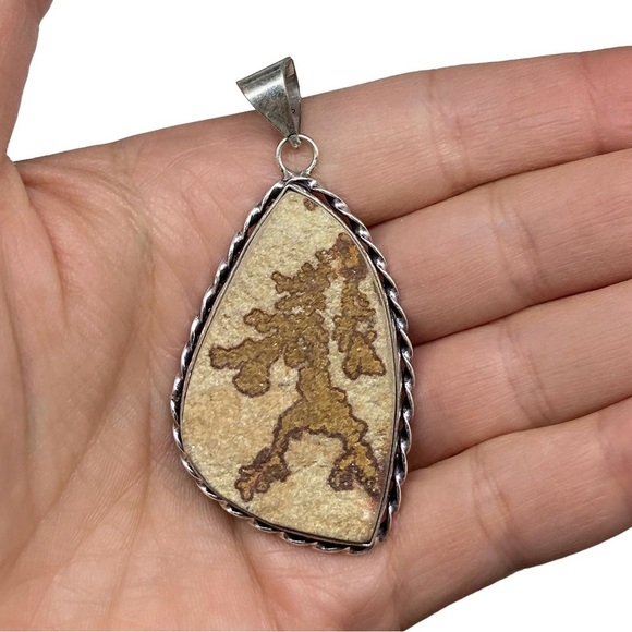 Jewelry - German Dendritic Opal Necklace Pendant 925 Sterling Silver Overlay